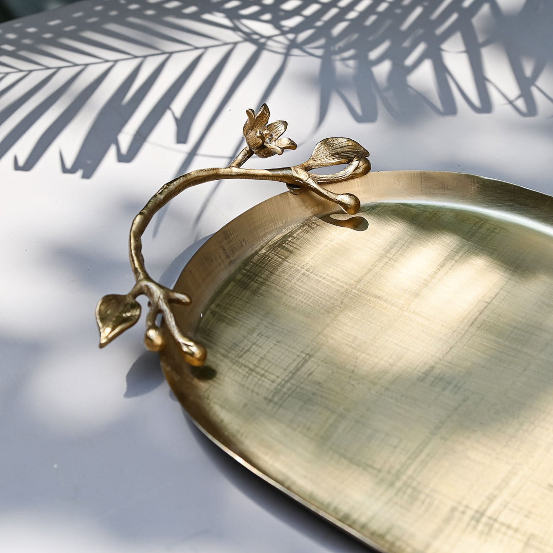 long gold decorative tray