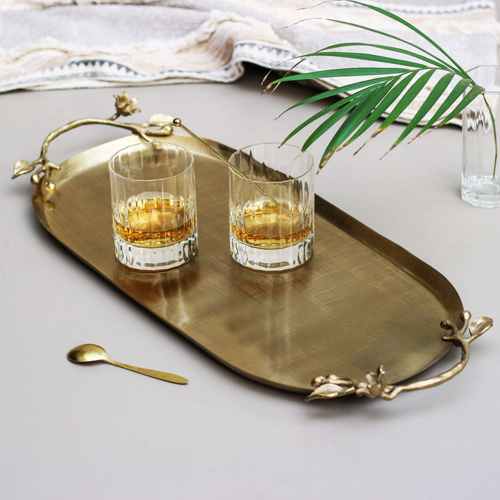 long gold decorative tray