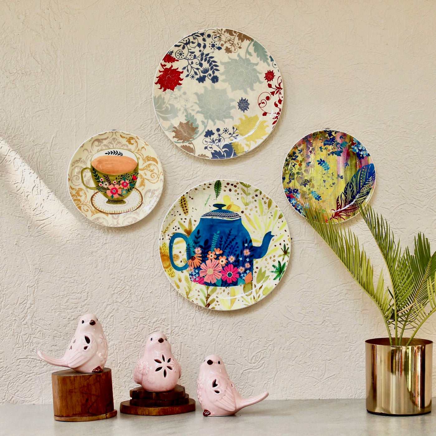 floral decorative wall plates