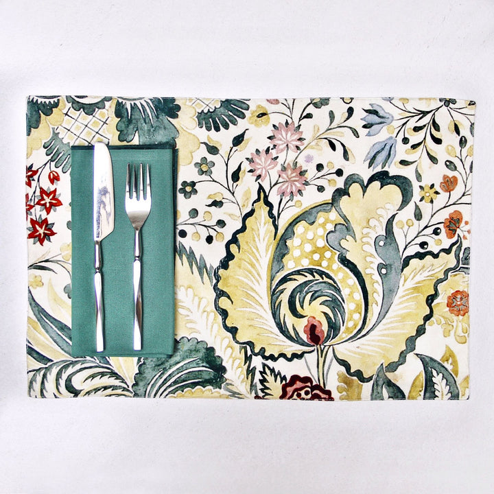 printed cotton table mat and napkin