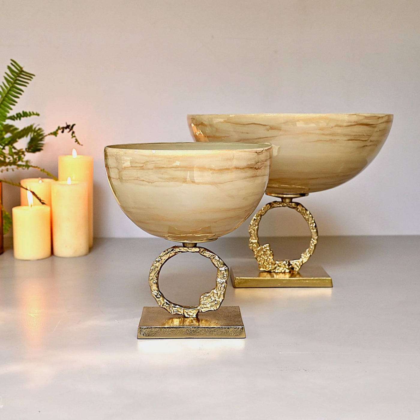 glass decorative bowl with stand