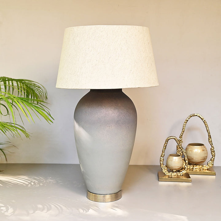 grey glass table lamp