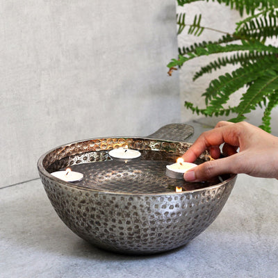 textured metal bowl or planter