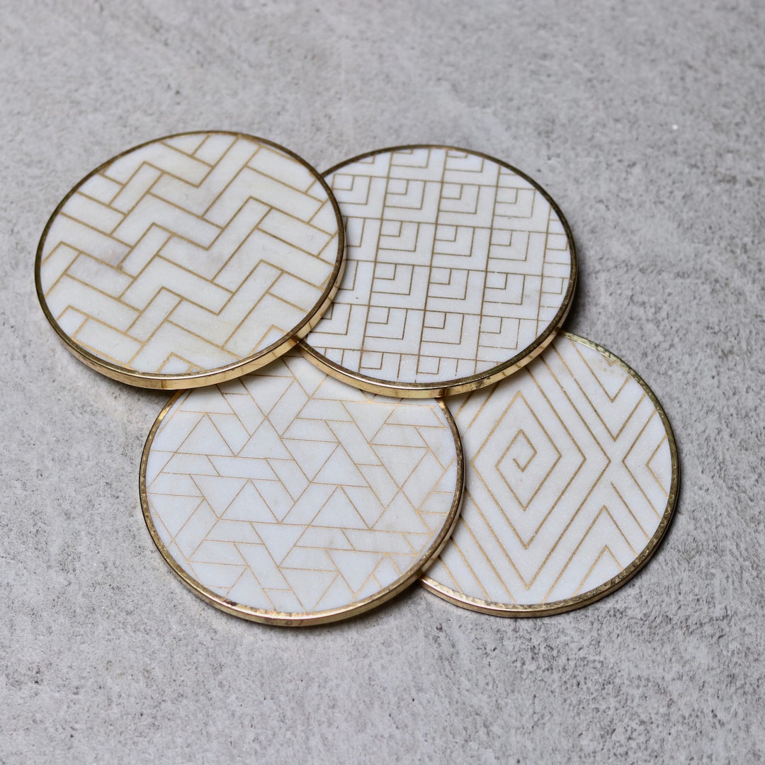 marble and brass coasters