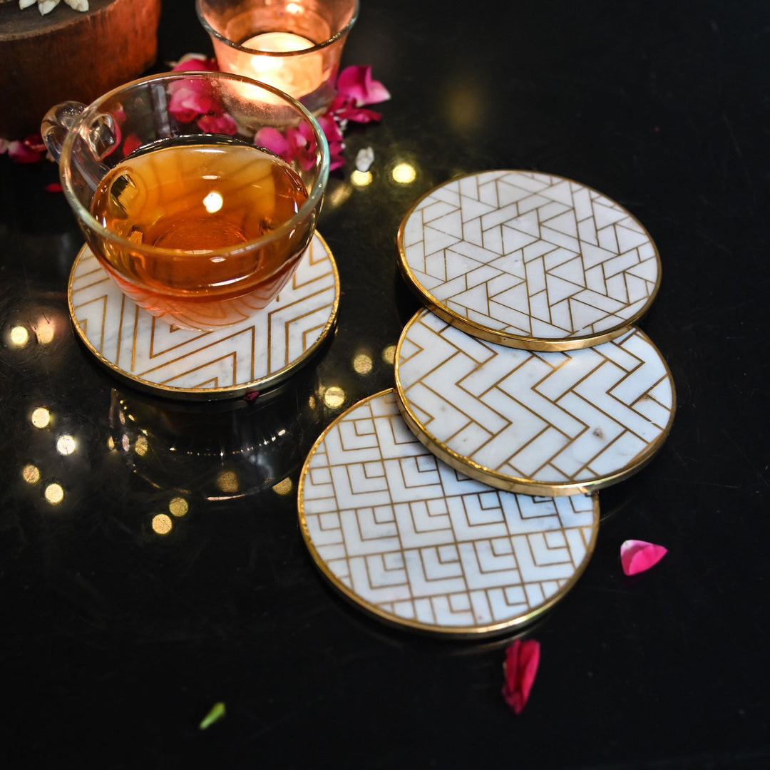 marble and brass coasters