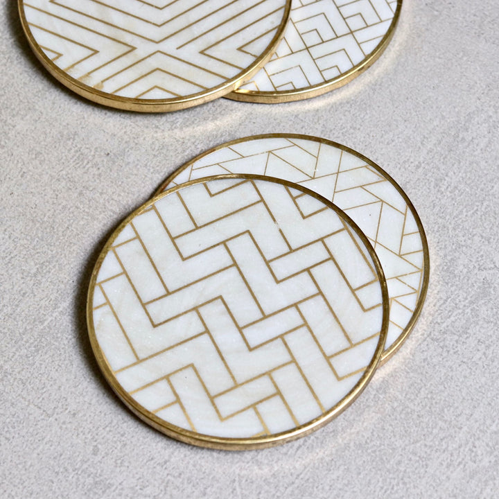 marble and brass coasters
