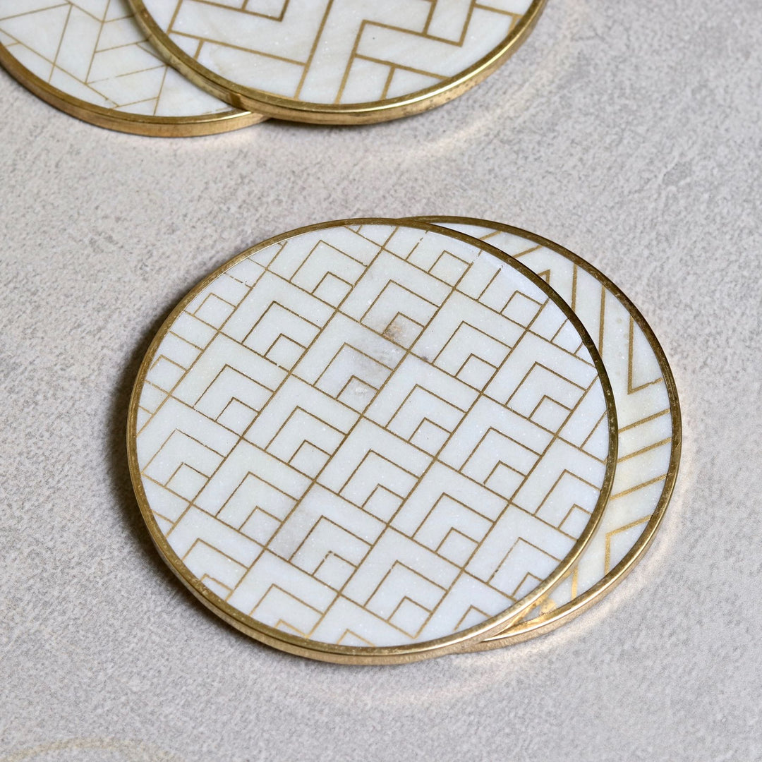 marble and brass coasters