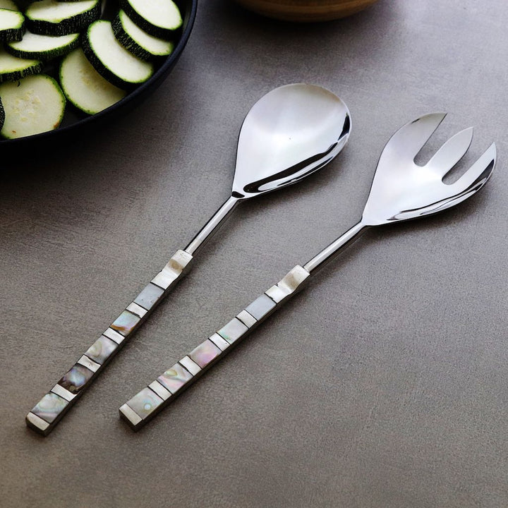 serving cutlery set made of mother of pearl
