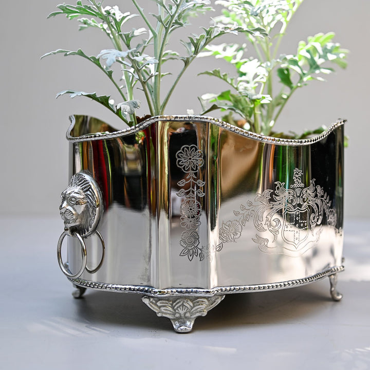 brass and steel indoor planter