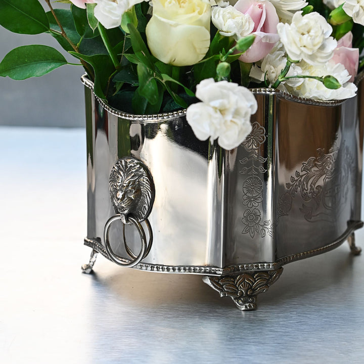 brass and steel indoor planter