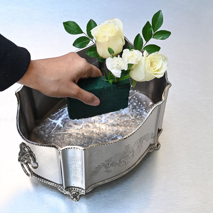 brass and steel indoor planter