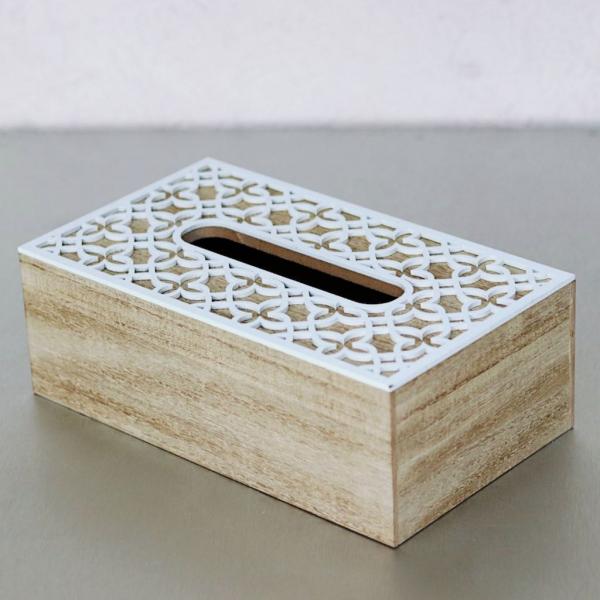 wooden tissue box with cutwork