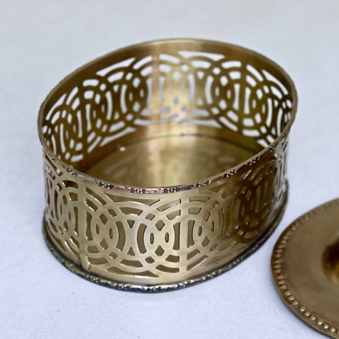 brass box with cutwork