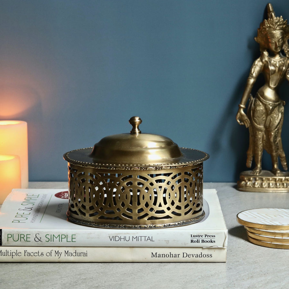 brass box with cutwork