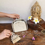 brass dust pan and brush
