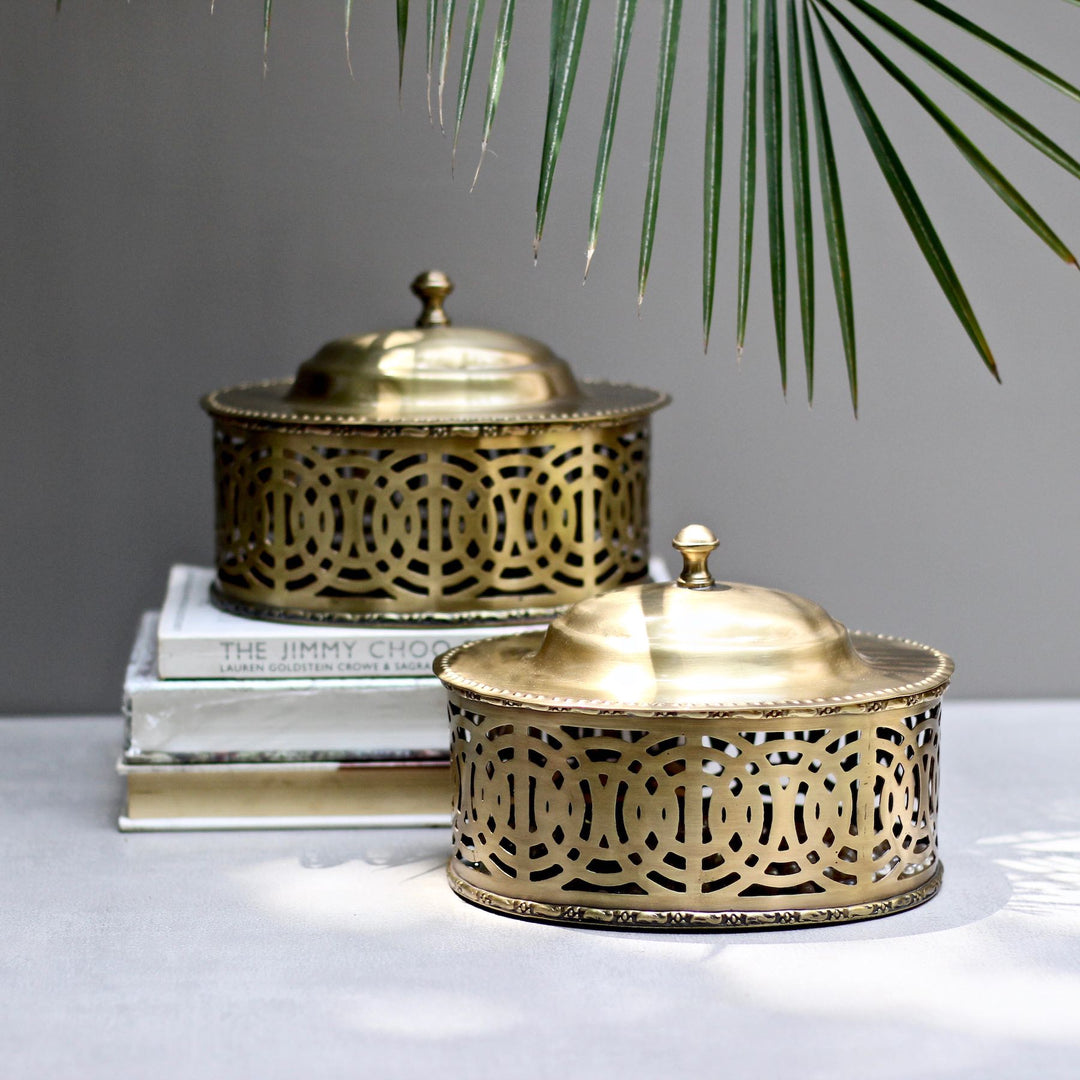 brass box with cutwork