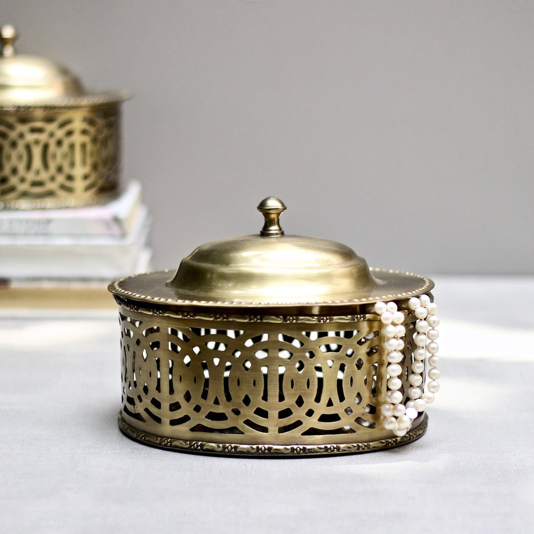 brass box with cutwork