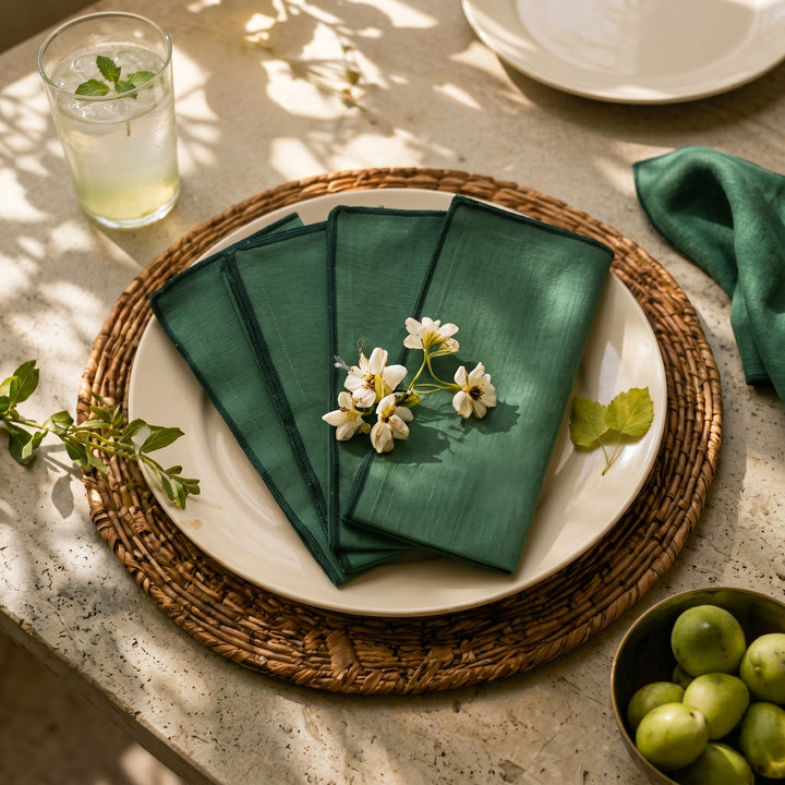 Forest Green Dinner Napkins - Set of 4