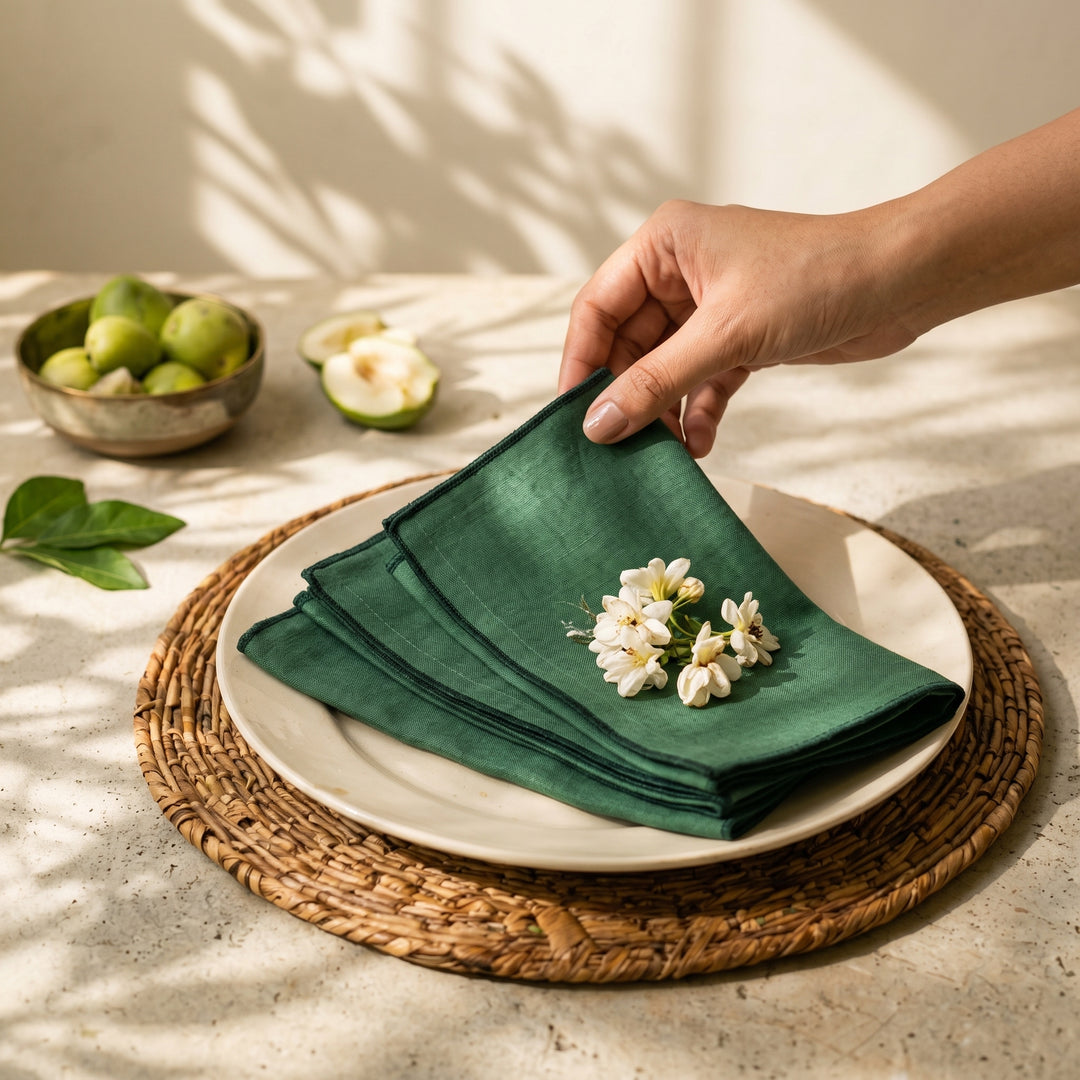 Forest Green Dinner Napkins - Set of 4