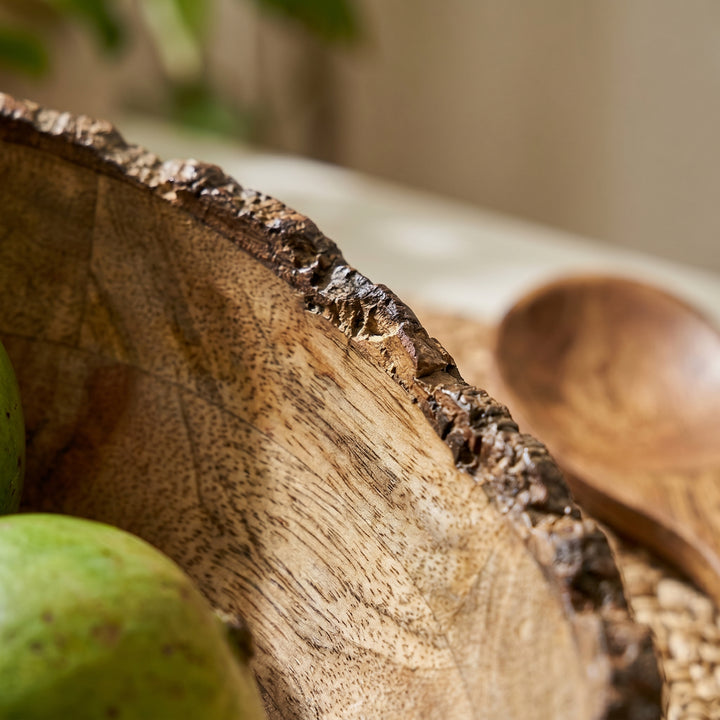 Wooden Bark Serving Bowl