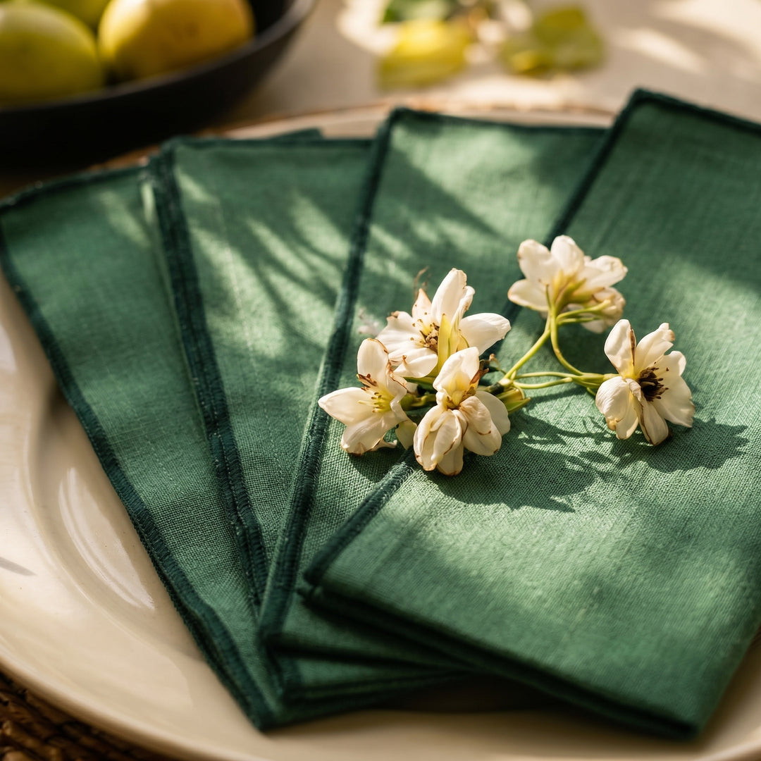 Forest Green Dinner Napkins - Set of 4