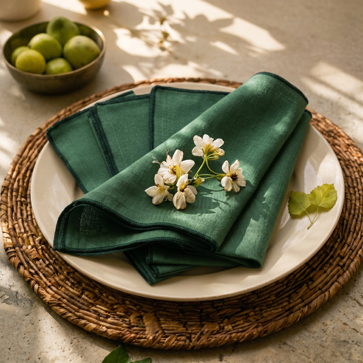 Forest Green Dinner Napkins - Set of 4