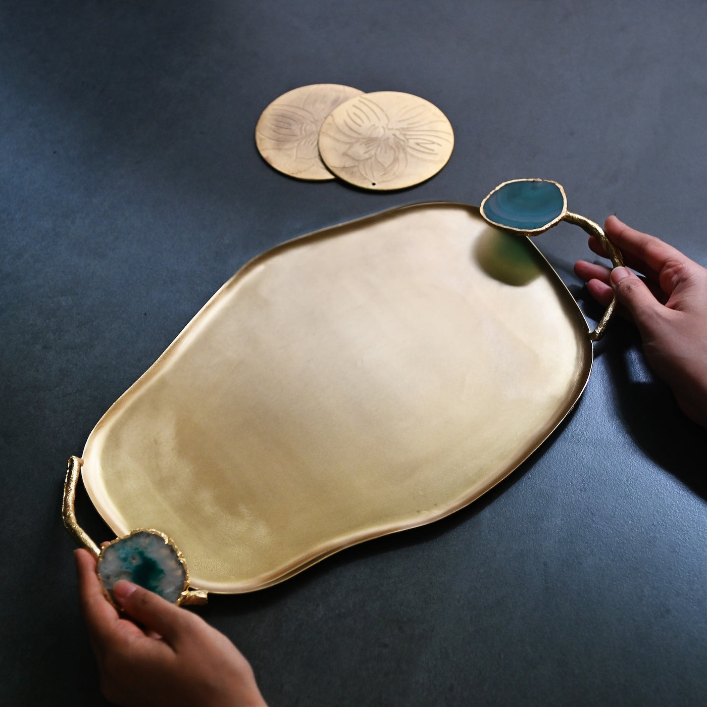 Agate & Gold Decorative Tray