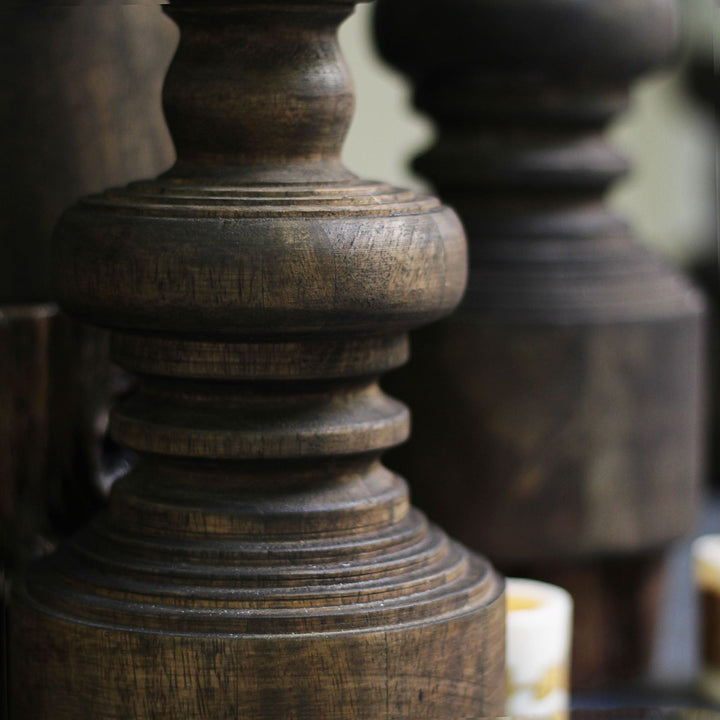 Wood Pillar Candlestand Set