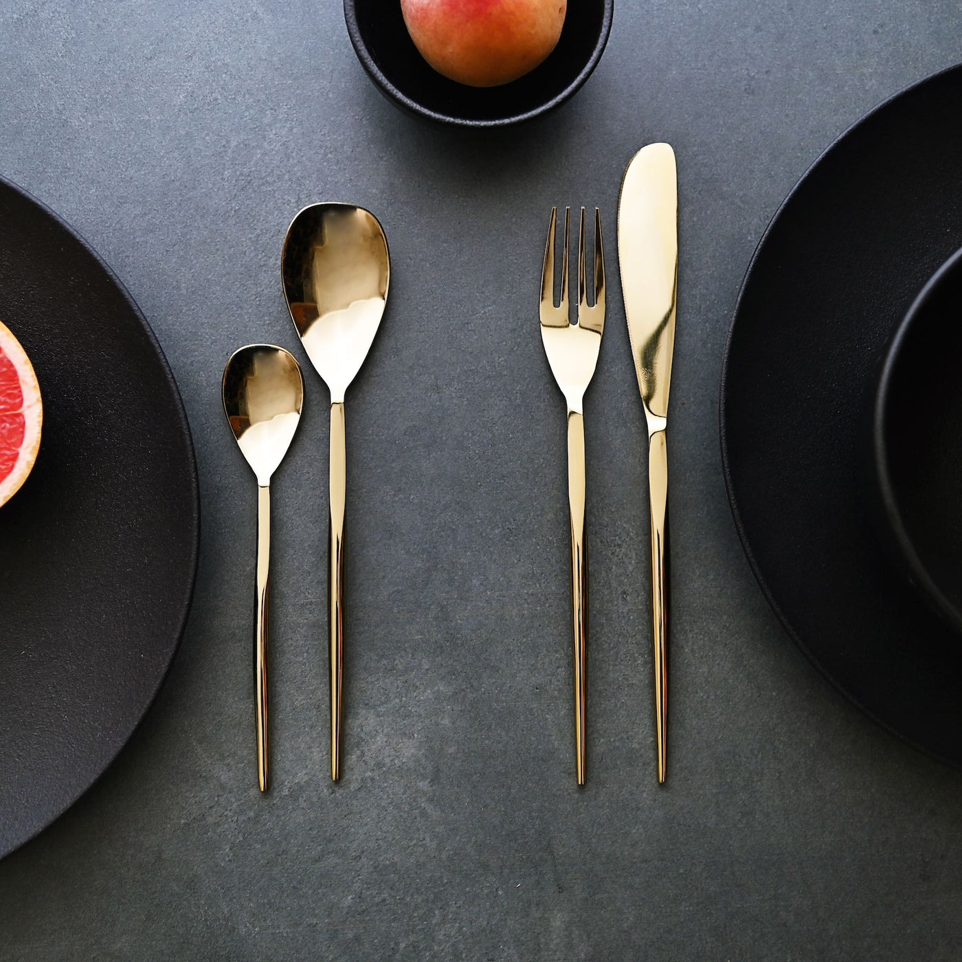 sleek gold dining cutlery set