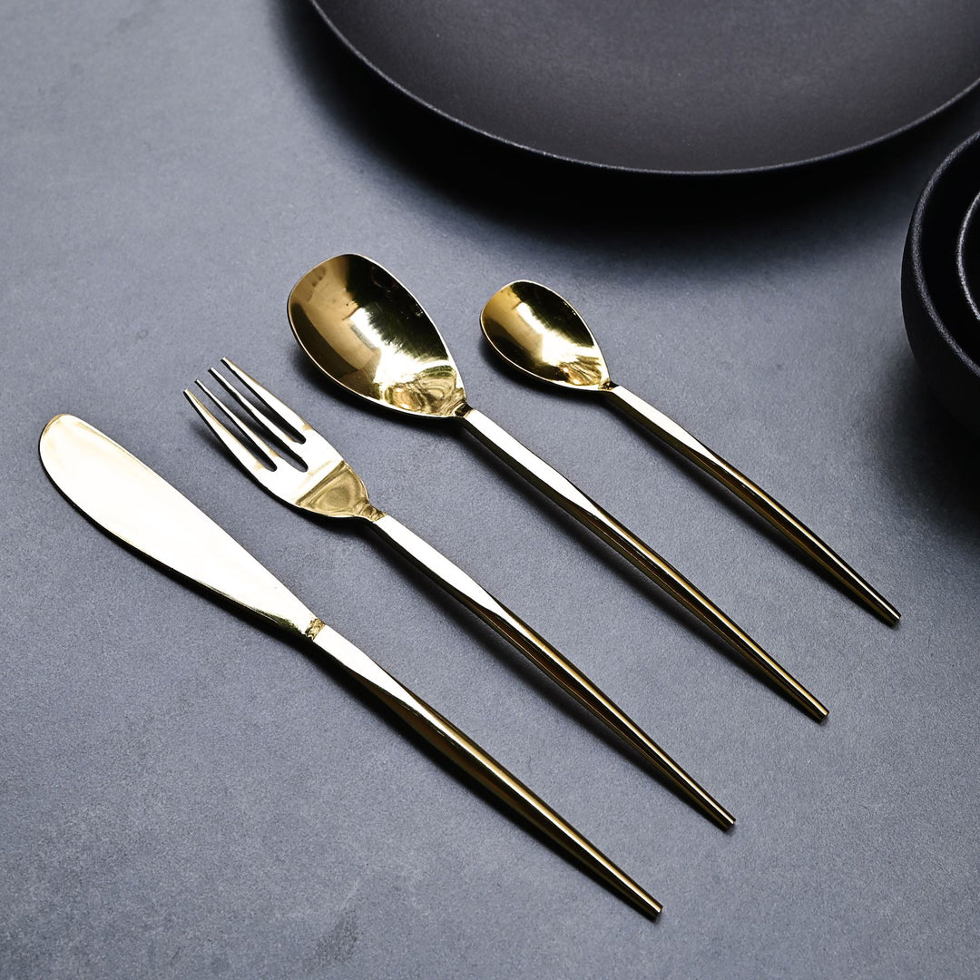 sleek gold dining cutlery set