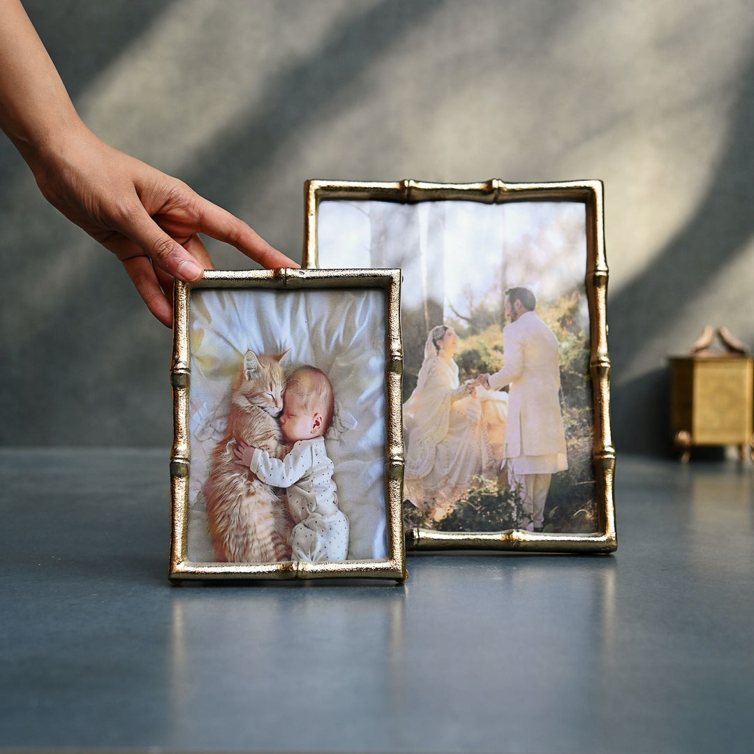 golden bamboo photo frame set