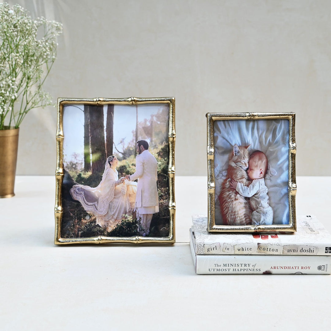 golden bamboo photo frame set