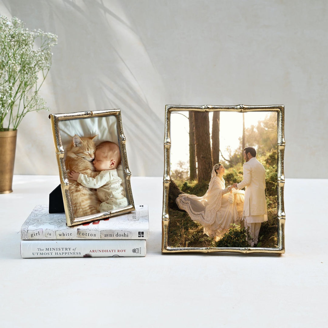 golden bamboo photo frame set