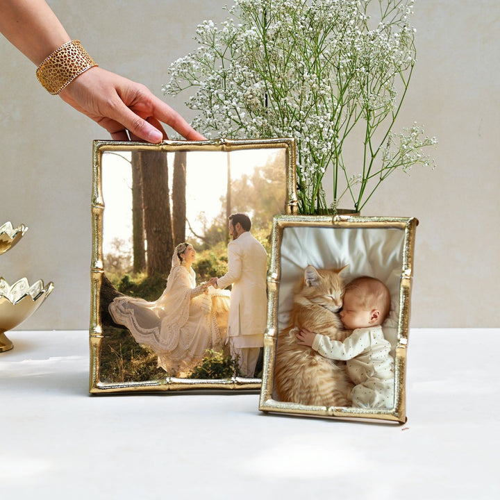 golden bamboo photo frame set