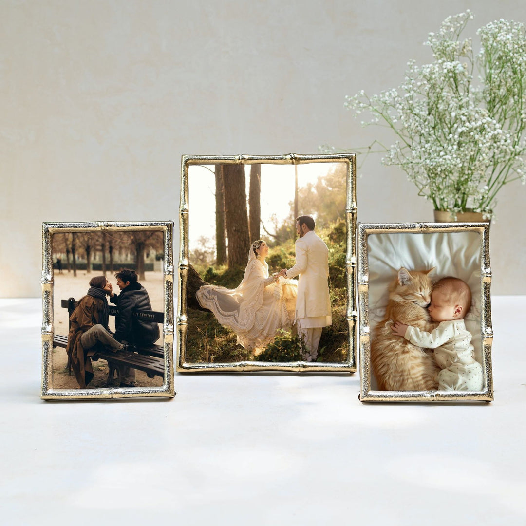 golden bamboo photo frame set