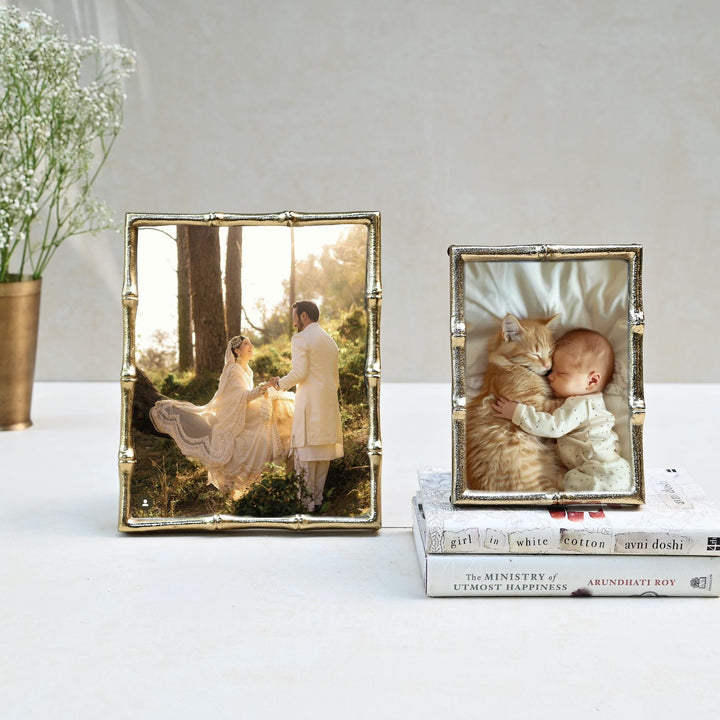 golden bamboo photo frame set