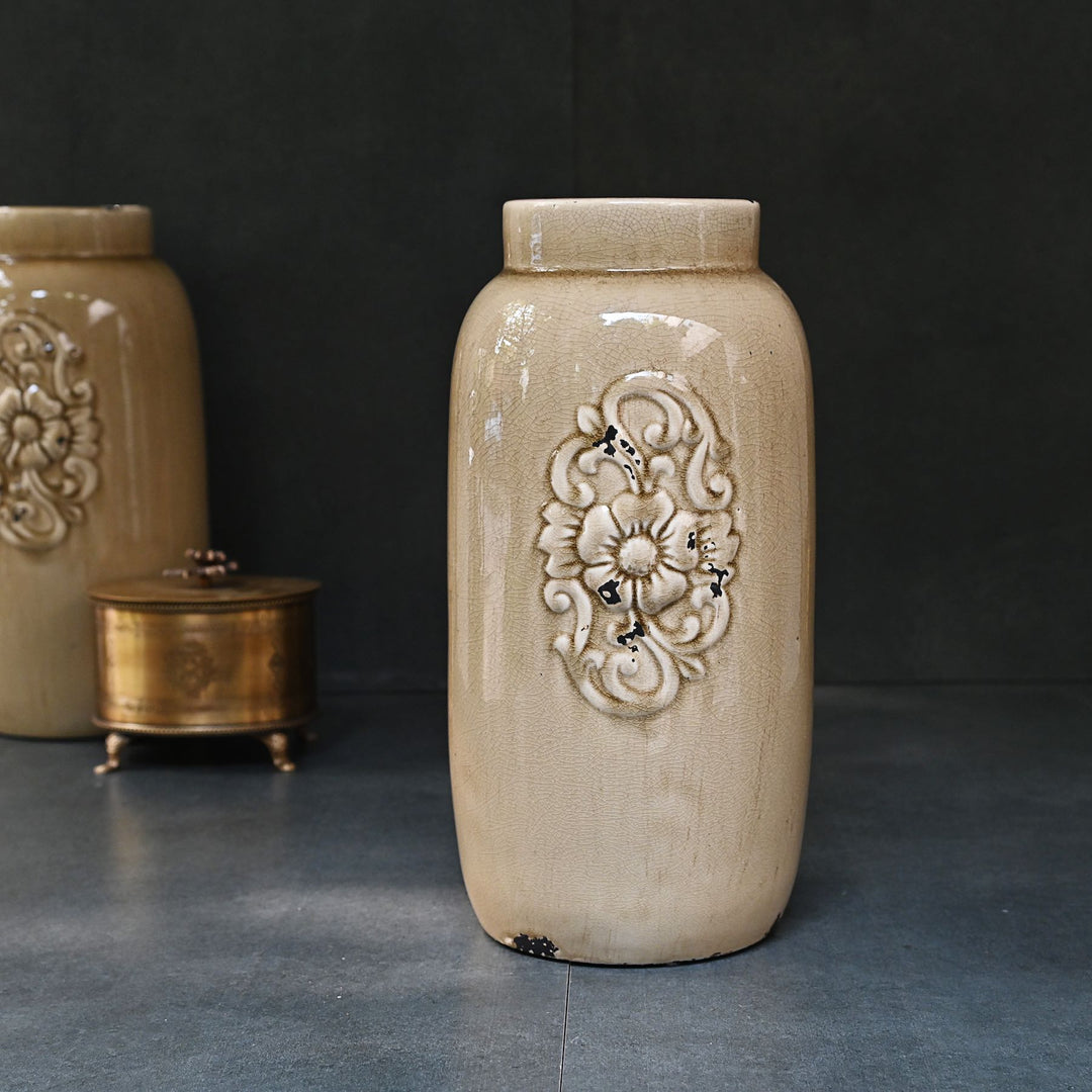 beige ceramic vase