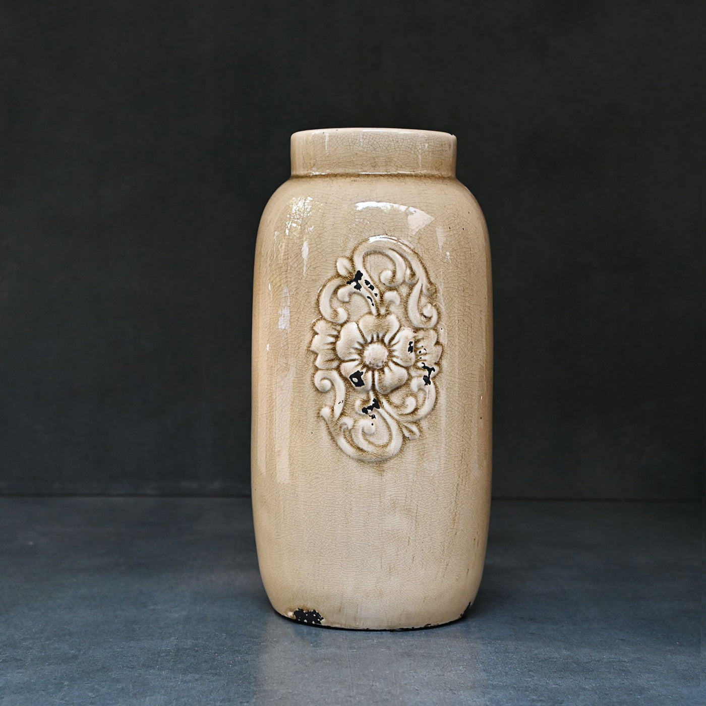 beige ceramic vase