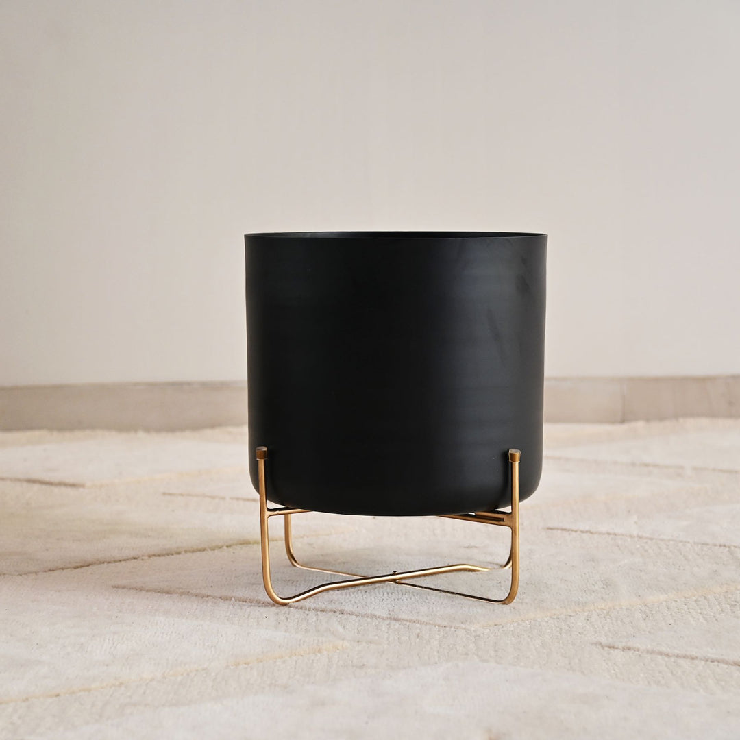 Large Black Planter On Stand