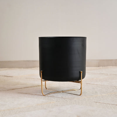 Large Black Planter On Stand