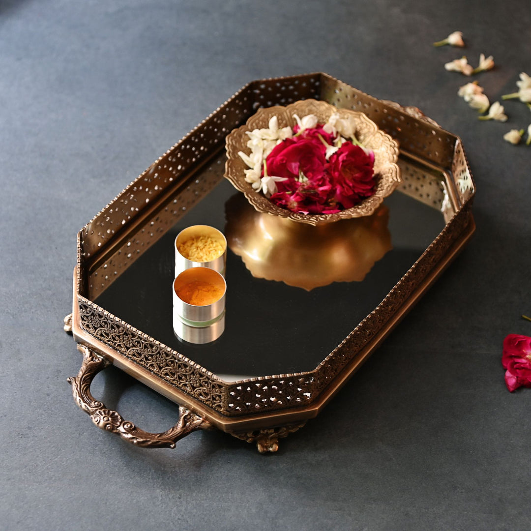 rectangular brass mirror tray