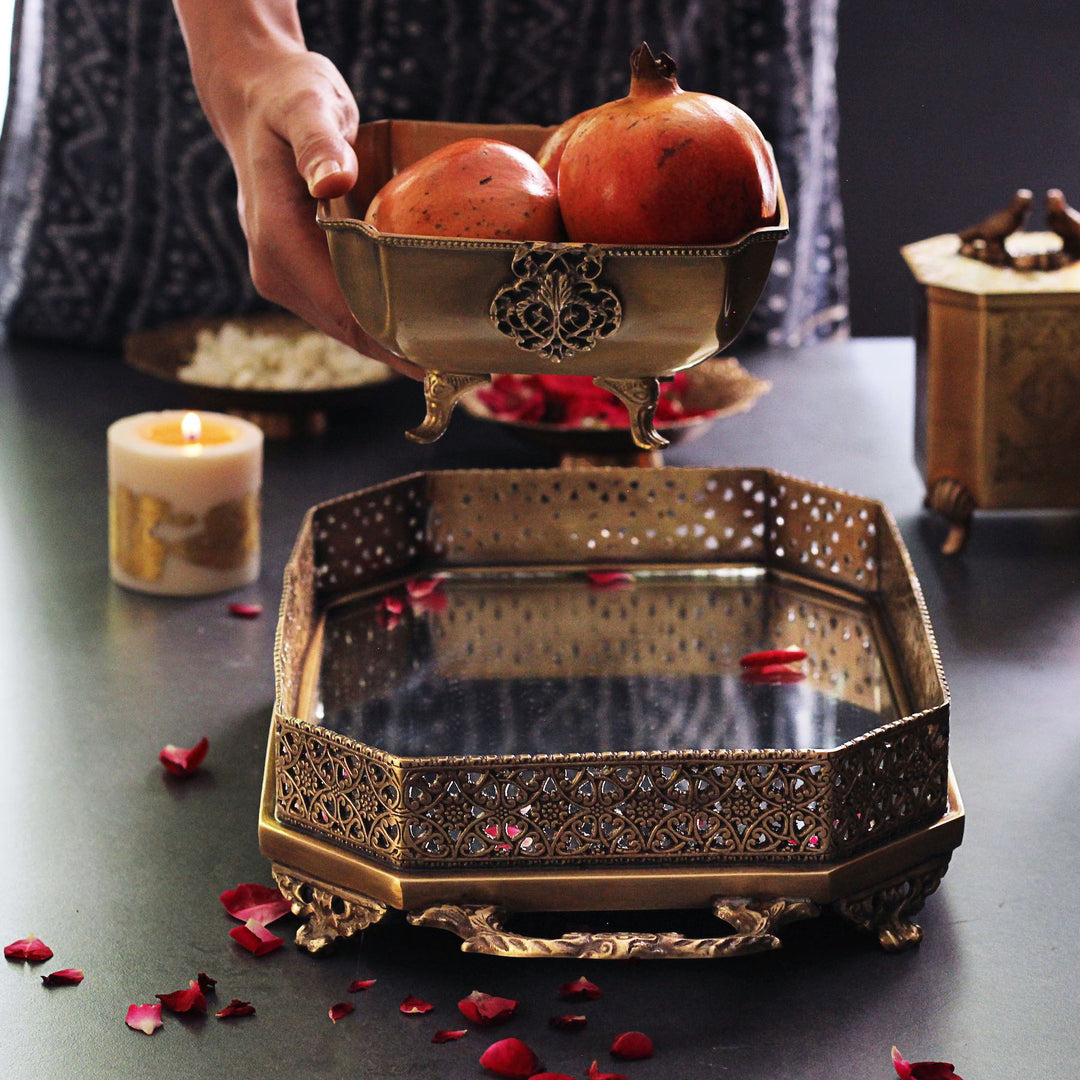 rectangular brass mirror tray