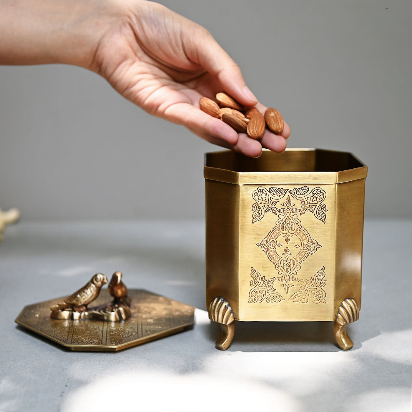 Brass Ornamental Box - Decorative Storage Box with Lid – Mora Taara