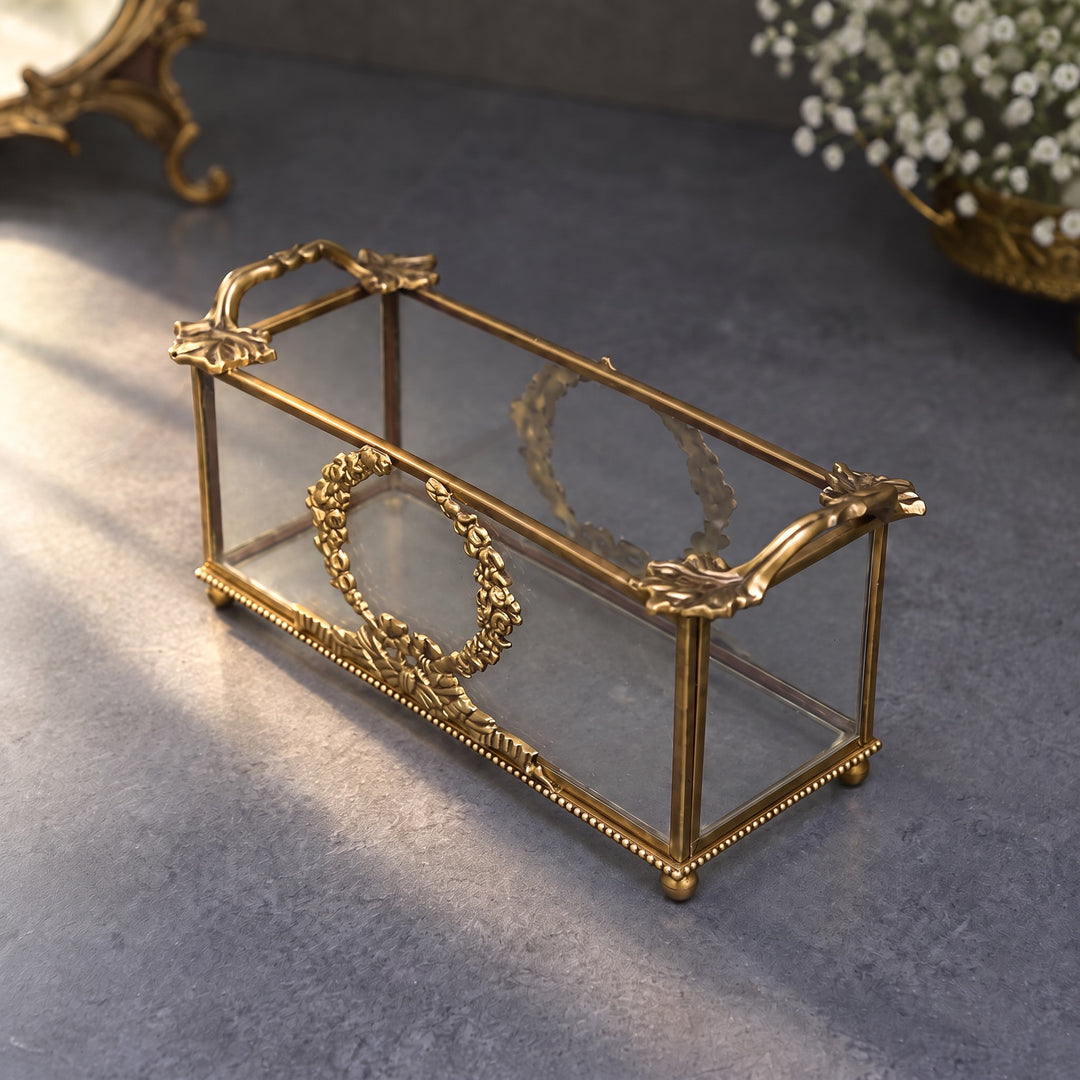 Glass & Brass Tabletop Caddy