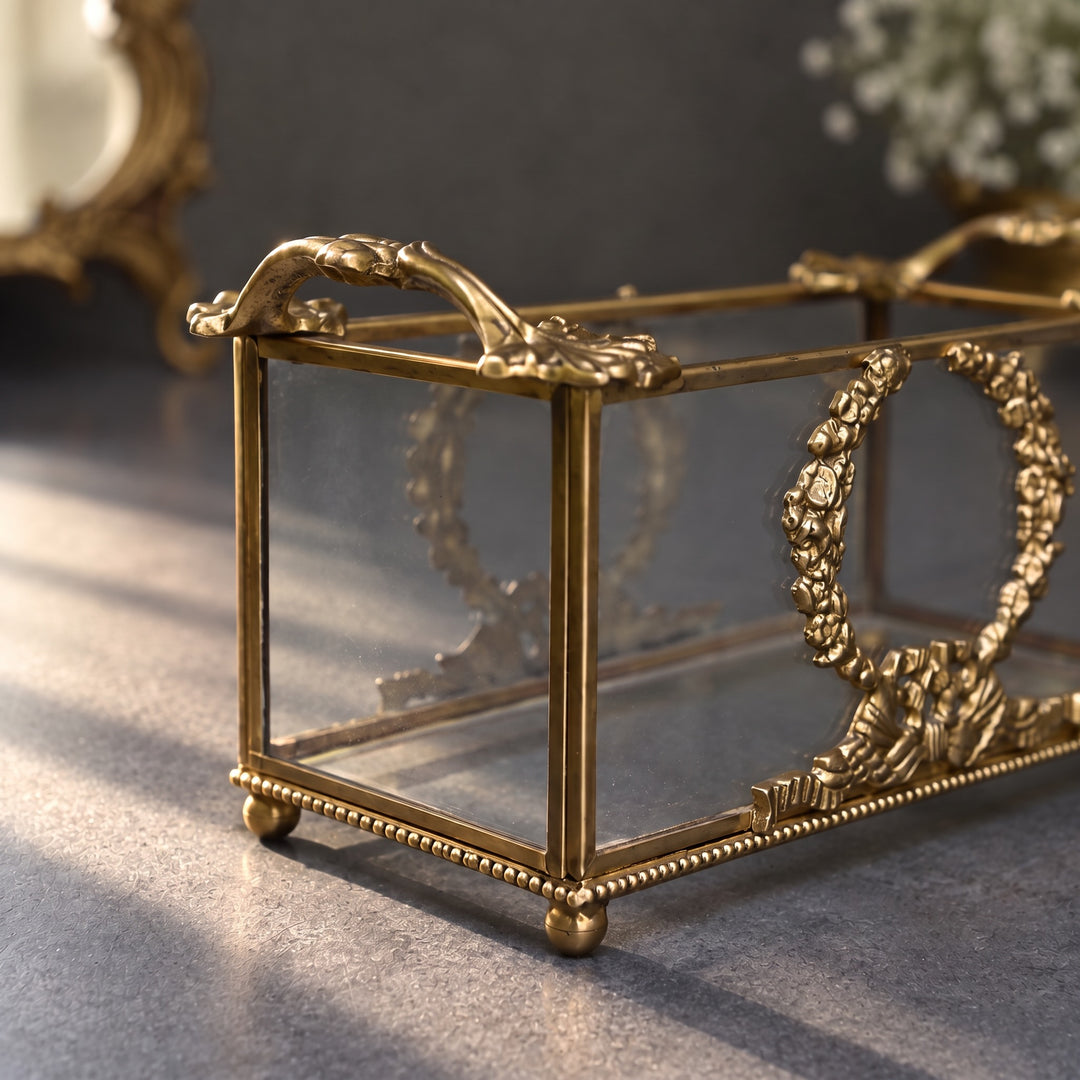 Glass & Brass Tabletop Caddy