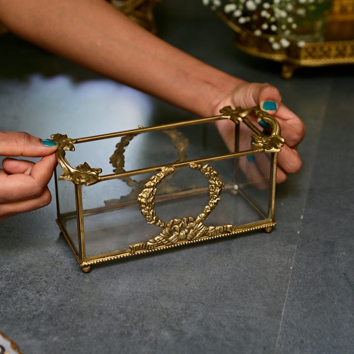 Glass & Brass Tabletop Caddy