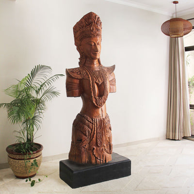 Brown Tara Lanna Princess Teak Wood Statue