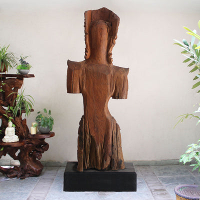 Brown Tara Lanna Princess Teak Wood Statue