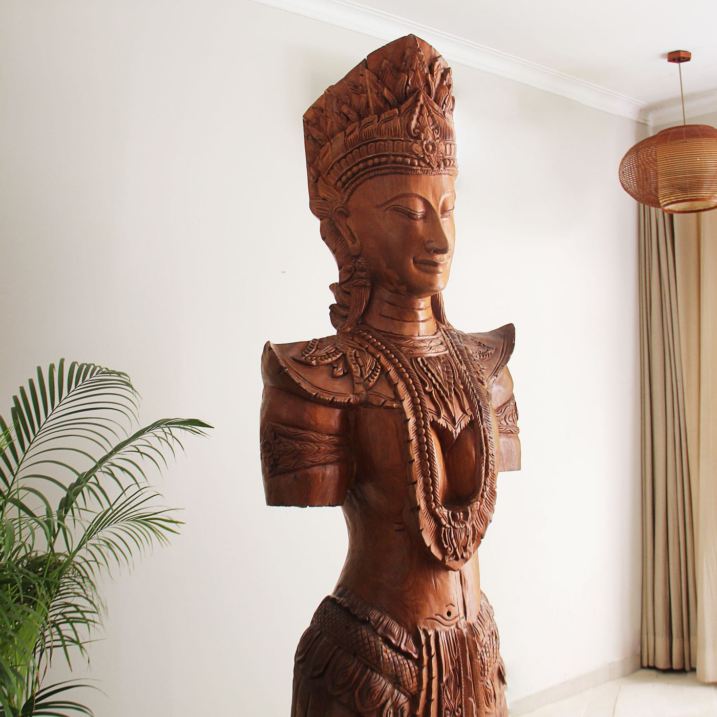 Brown Tara Lanna Princess Teak Wood Statue