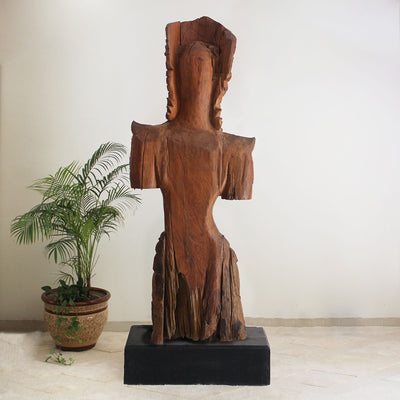 Brown Tara Lanna Princess Teak Wood Statue